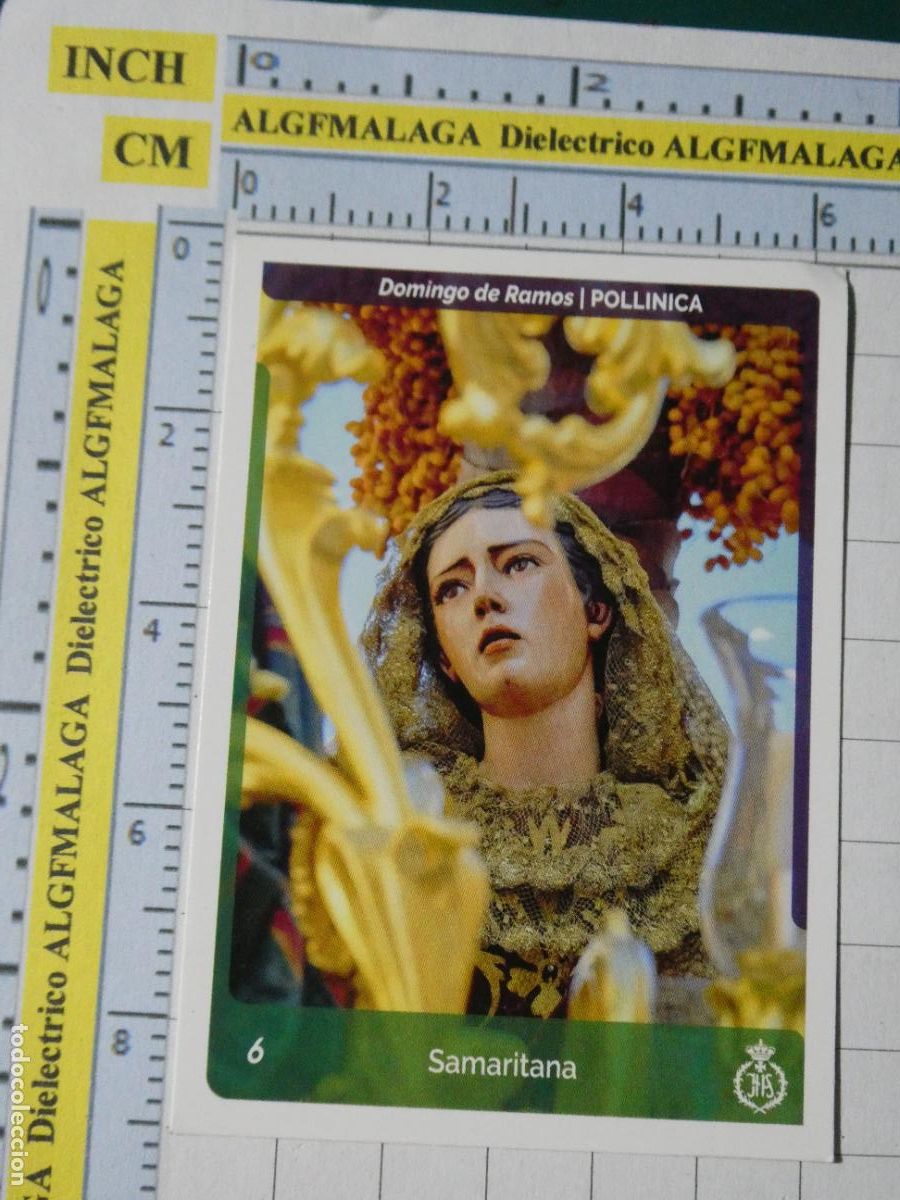 Coleccionismo cromos antiguos: CROMO TARJETA HOLY CARDS SEMANA SANTA M&Aacute;LAGA. 6 POLLINICA SAMARITANA