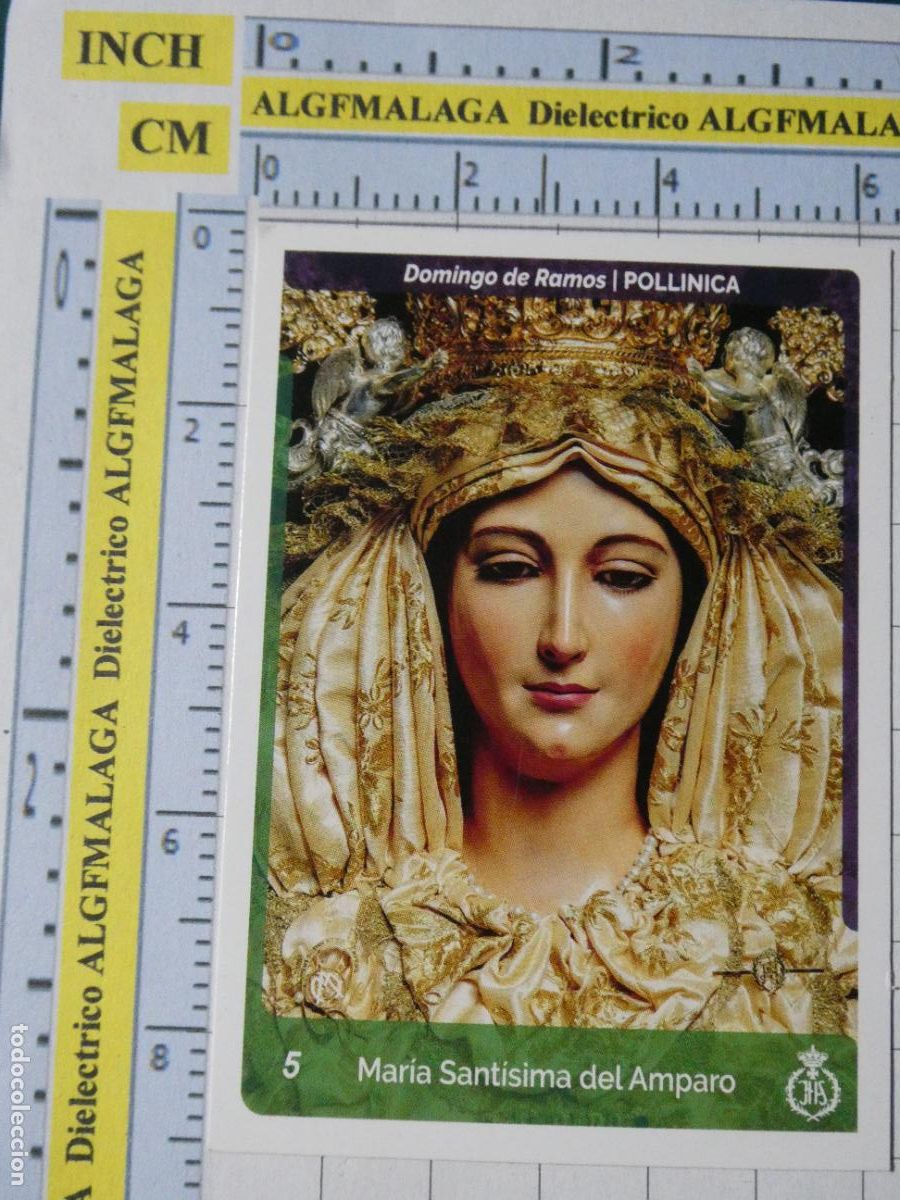 Coleccionismo cromos antiguos: CROMO TARJETA HOLY CARDS SEMANA SANTA M&Aacute;LAGA. 5 POLLINICA MAR&Iacute;A SANT&Iacute;SIMA DEL AMPARO