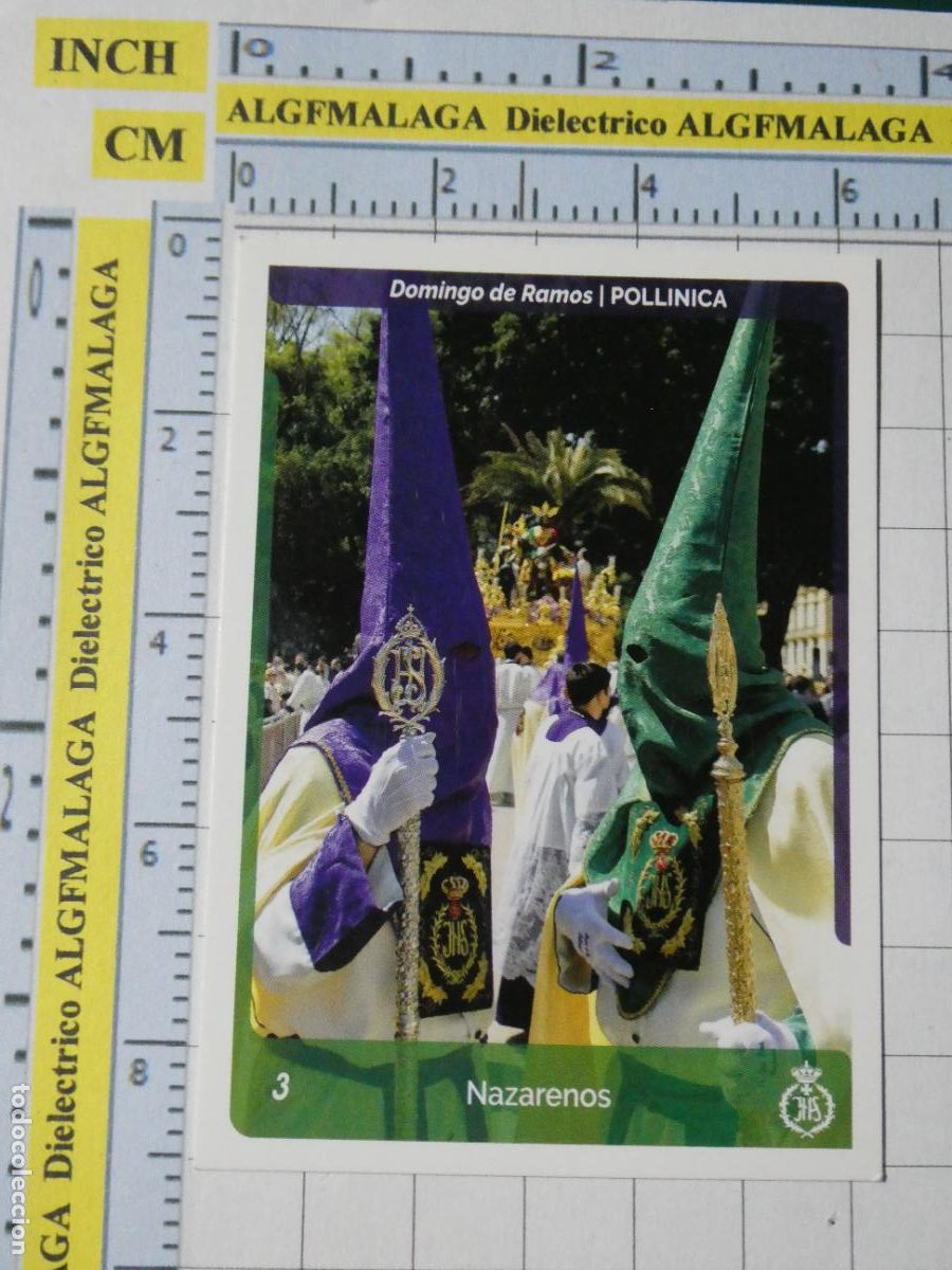 Coleccionismo cromos antiguos: CROMO TARJETA HOLY CARDS SEMANA SANTA M&Aacute;LAGA. 3 POLLINICA NAZARENOS