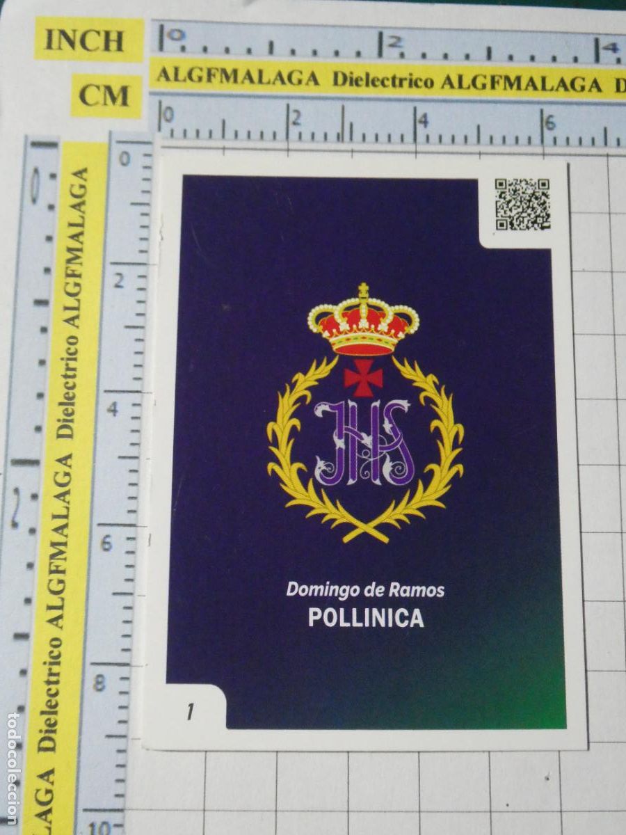 Coleccionismo cromos antiguos: CROMO TARJETA HOLY CARDS SEMANA SANTA M&Aacute;LAGA. 1 POLLINICA ESCUDO