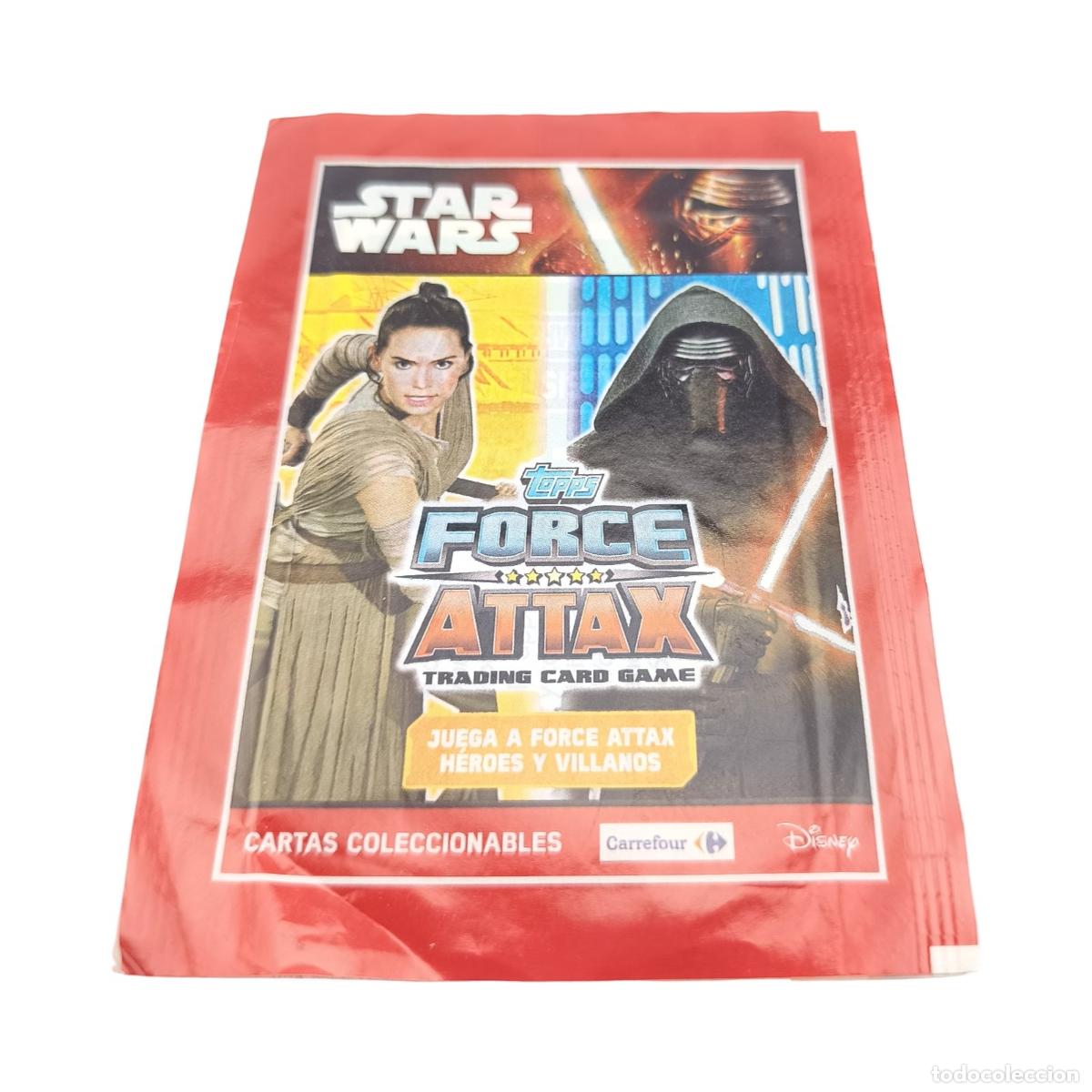 Coleccionismo cromos antiguos: Sobre de Cartas Star Wars Force Attax &ndash; H&eacute;roes y Villanos (Topps / Carrefour) &ndash; Abierto con 3 Cartas