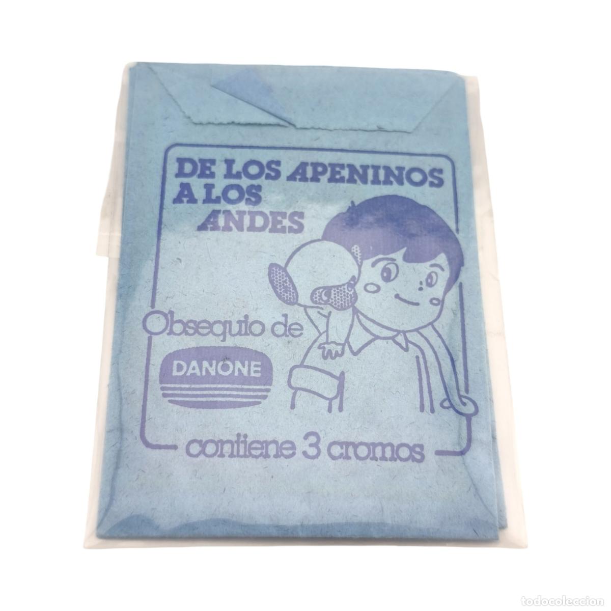 Collezionismo Figurine antiche: Lote de 2 Sobres de Cromos &rdquo;De los Apeninos a los Andes&rdquo; (Marco) &ndash; Promoci&oacute;n Danone (Abiertos con Cr