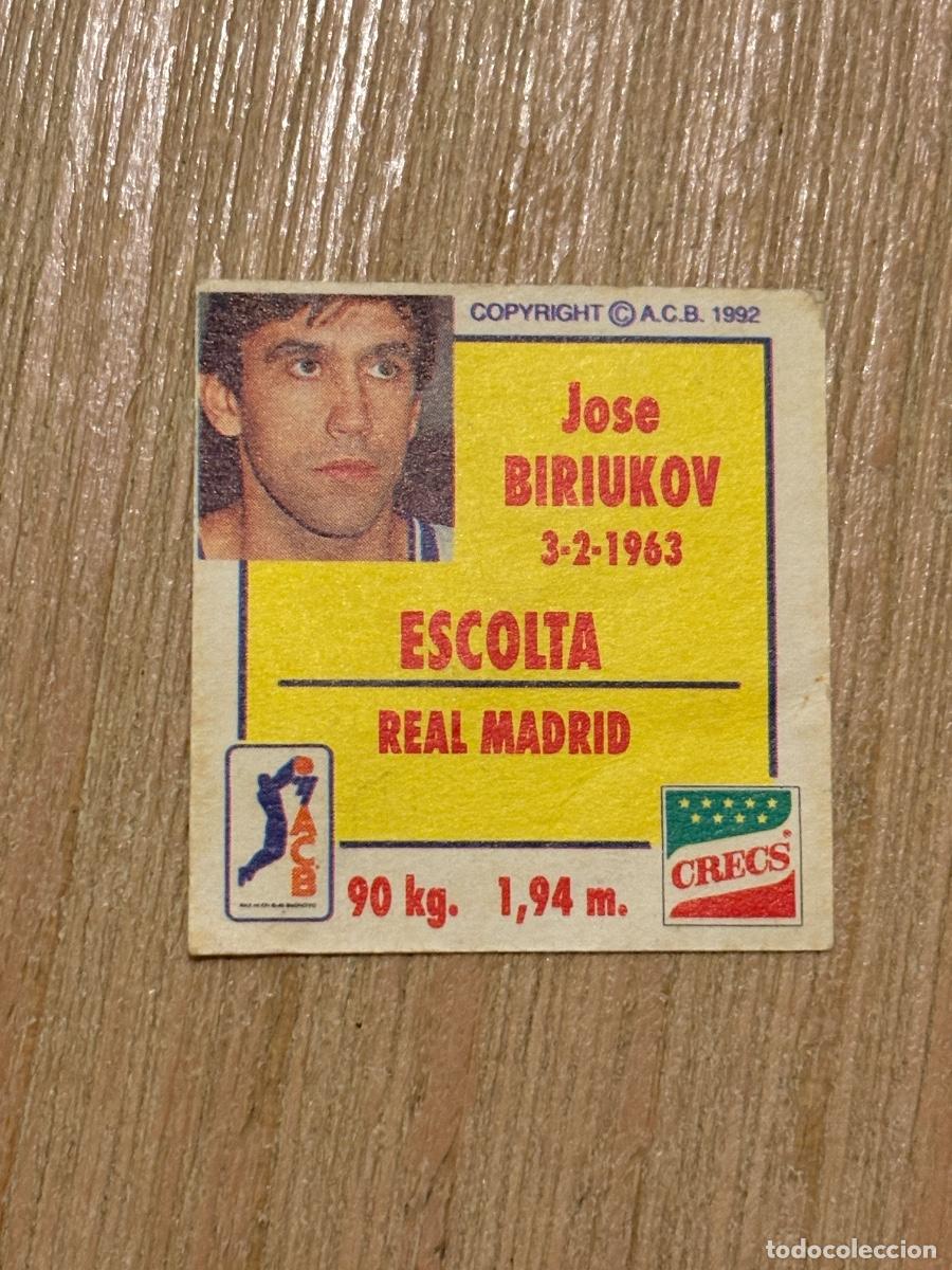 Coleccionismo cromos antiguos: 37. CROMO PEGATINA CRECS ACB REAL MADRID JOSE BIRIUKOV 1992 SIN PEGAR