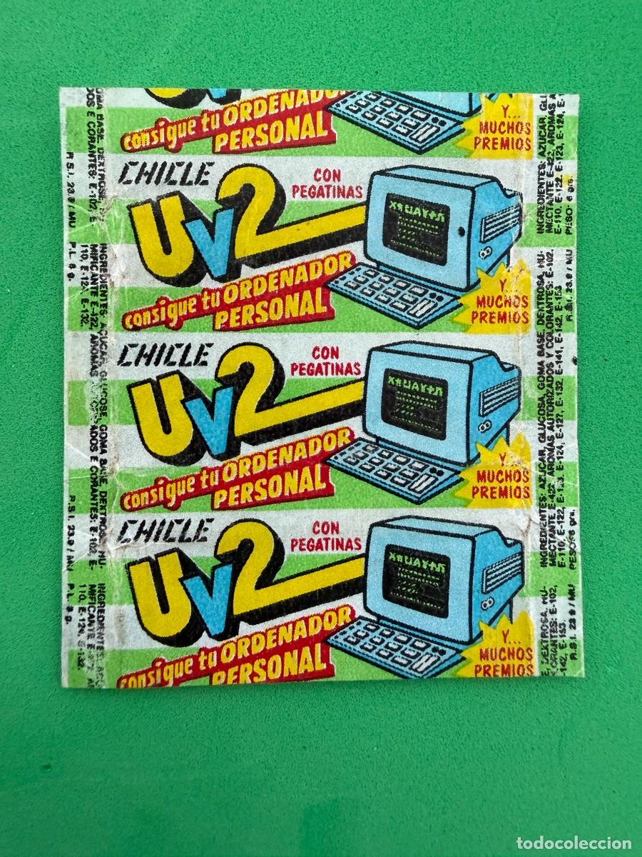 Coleccionismo cromos antiguos: Envoltorio chicle Uv2 de menta - Gana ordenadores - Tipo Dunkin o General de Confiter&iacute;a