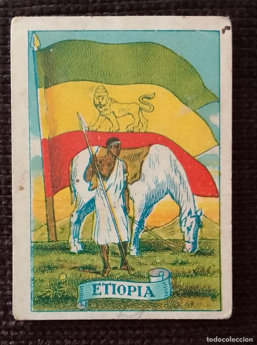 Coleccionismo cromos antiguos: CROMO CHOCOLATES TORRAS. ETIOPIA. CABALLERIA Y BANDERAS NACIONALES.