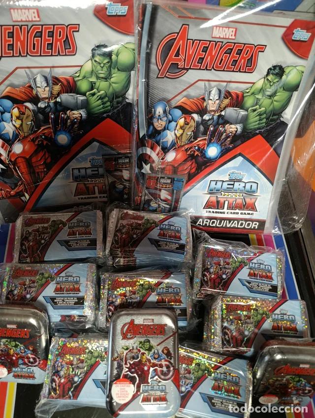 Coleccionismo cromos antiguos: 500 sobres Avengers los Vengadores + 5 album archivador + 10 mini tin edici&oacute;n Portugal