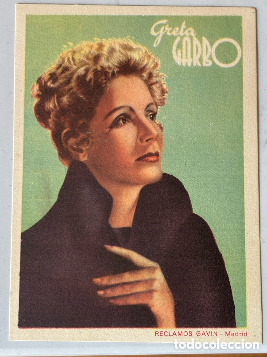 Coleccionismo cromos antiguos: Cromo de artistas de cine, Greta garbo, publicidad, mezquita de C&oacute;rdoba, Granada