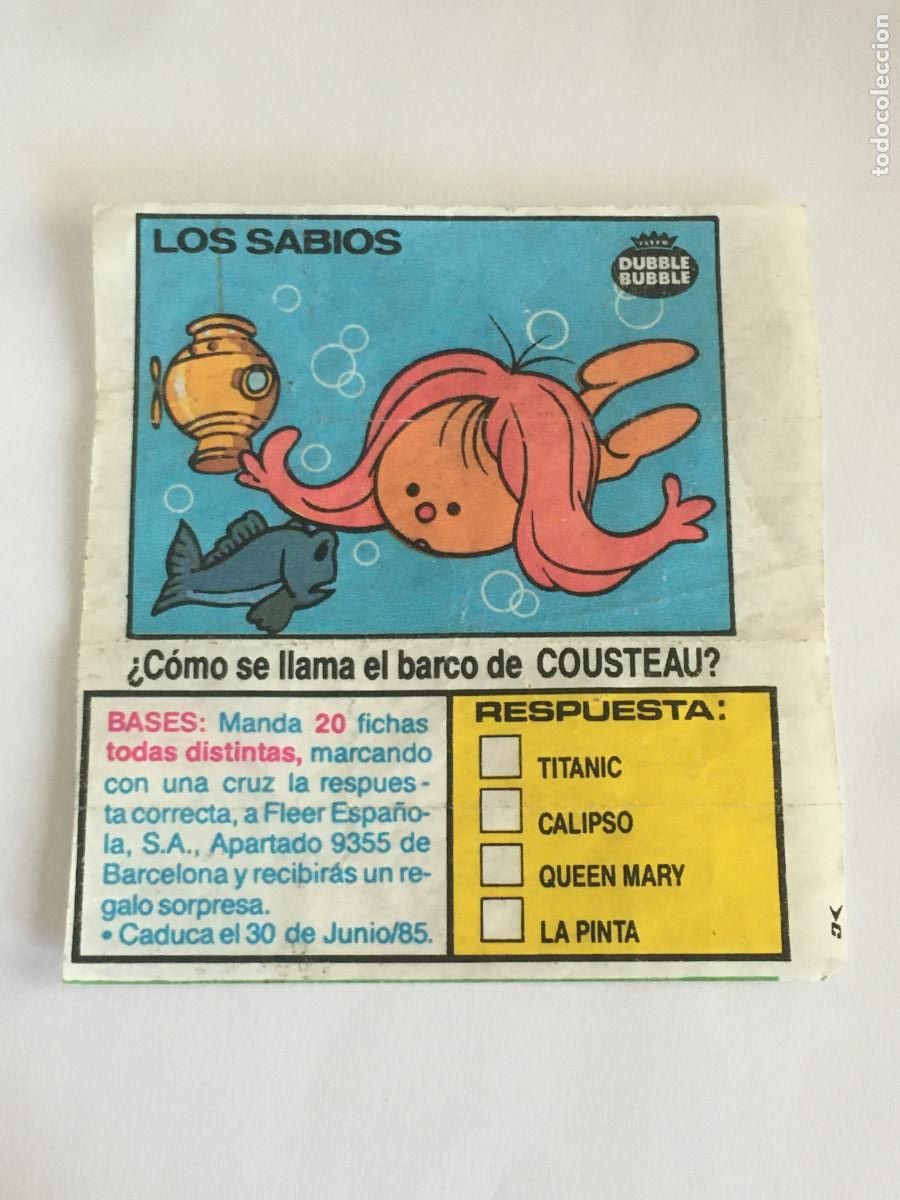 Coleccionismo cromos antiguos: los sabios chicle dubble bubble cromo nunca pegado