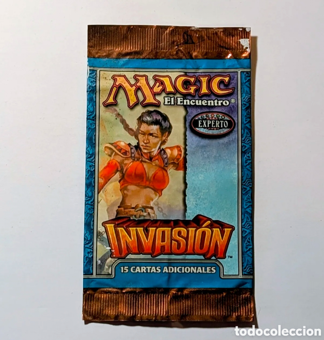 Coleccionismo cromos antiguos: Envoltorio sobre cromos cartas Magic. EL ENCUENTRO. EXPERTO. INVASI&Oacute;N. Rol
