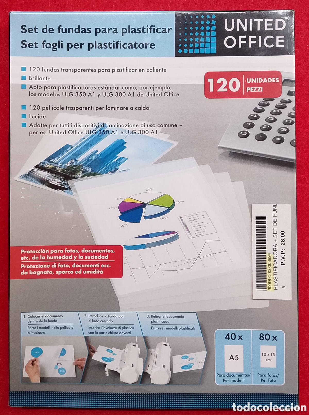 Coleccionismo cromos antiguos: Set de 120 Fundas para Plastificar en Caliente United Office (40x A5 y 80x 10x15cm)
