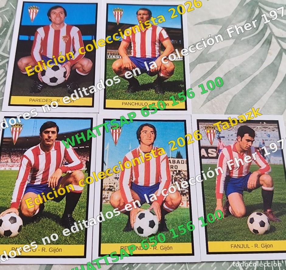 Coleccionismo cromos antiguos: Lote 5 cromos no editados R. Gij&oacute;n - FHER 1972-1973 DISGRA 72 73 EDICI&Oacute;N COLECCIONISTA 2026 TABAZK