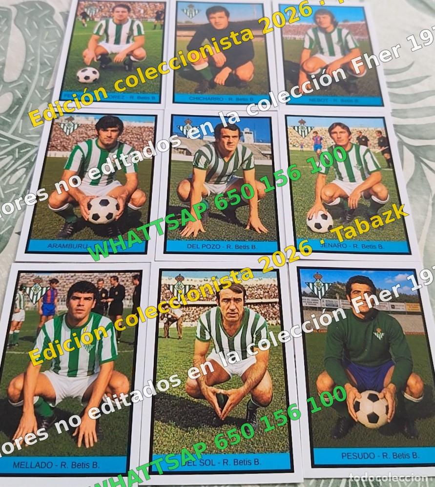 Coleccionismo cromos antiguos: Lote 9 cromos no editados R. Betis B - FHER 1972-1973 DISGRA 72 73 EDICI&Oacute;N COLECCIONISTA 2026 TABAZK