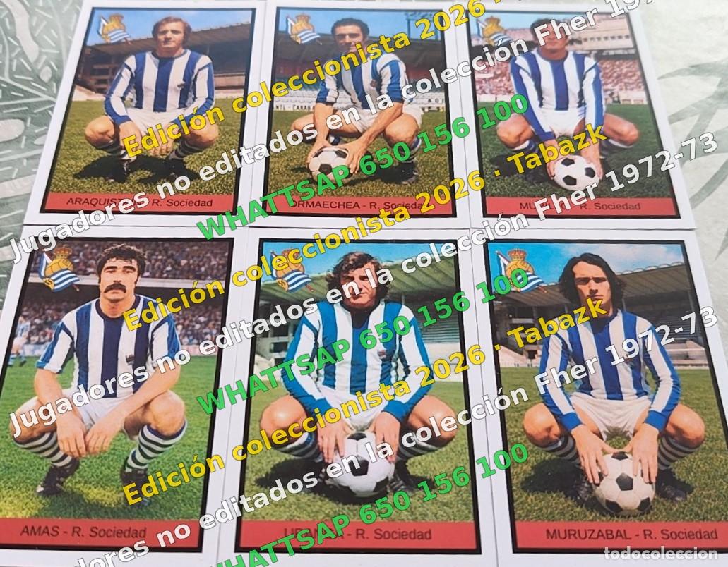 Coleccionismo cromos antiguos: 6 cromos no editados R. Sociedad - FHER 1972-1973 DISGRA 72 73 EDICI&Oacute;N COLECCIONISTA 2026 TABAZK