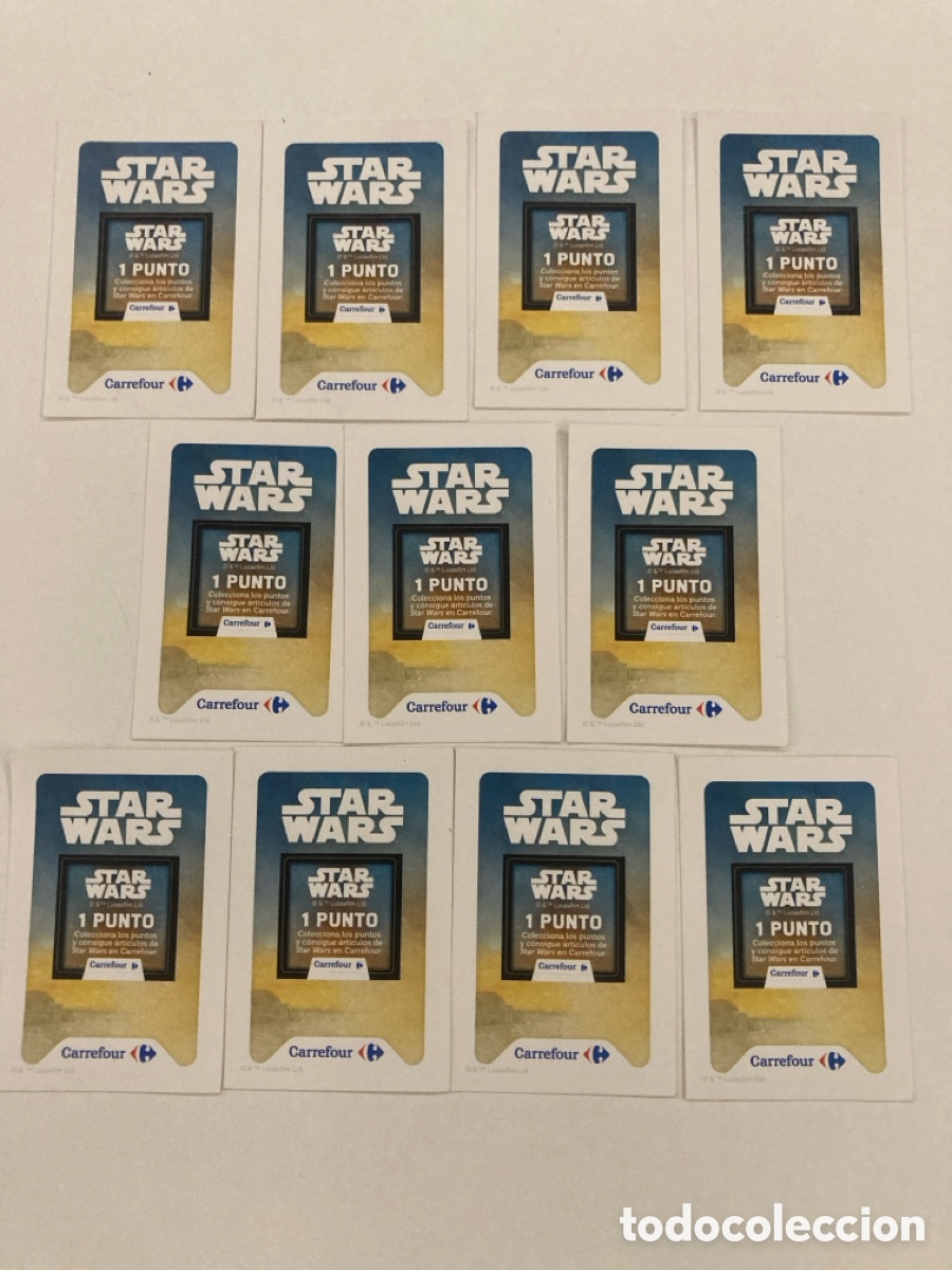 Coleccionismo cromos antiguos: 11 puntos Star Wars de Carrefour