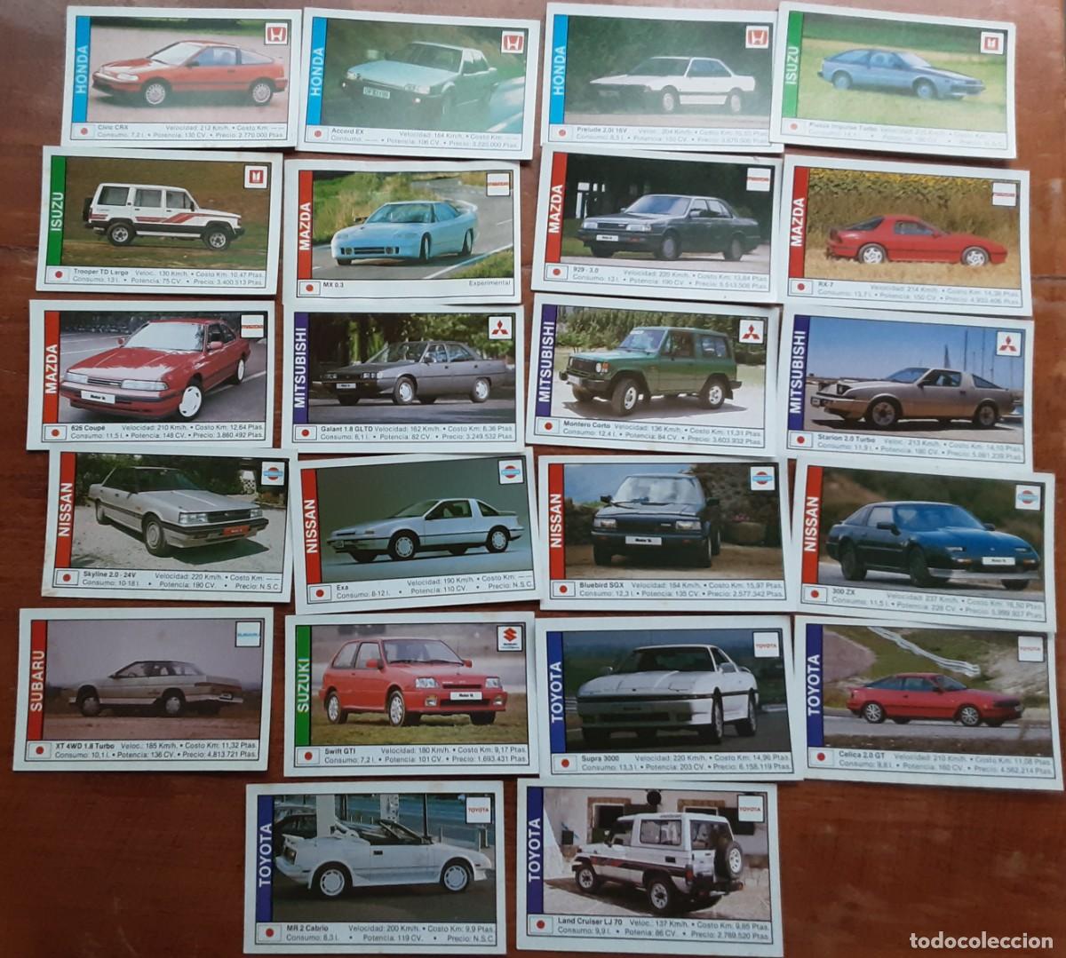 Coleccionismo cromos antiguos: COCHES 89, LOTE DE 22 CROMOS MARCAS de JAP&Oacute;N, TOYOTA, HONDA, MAZDA...