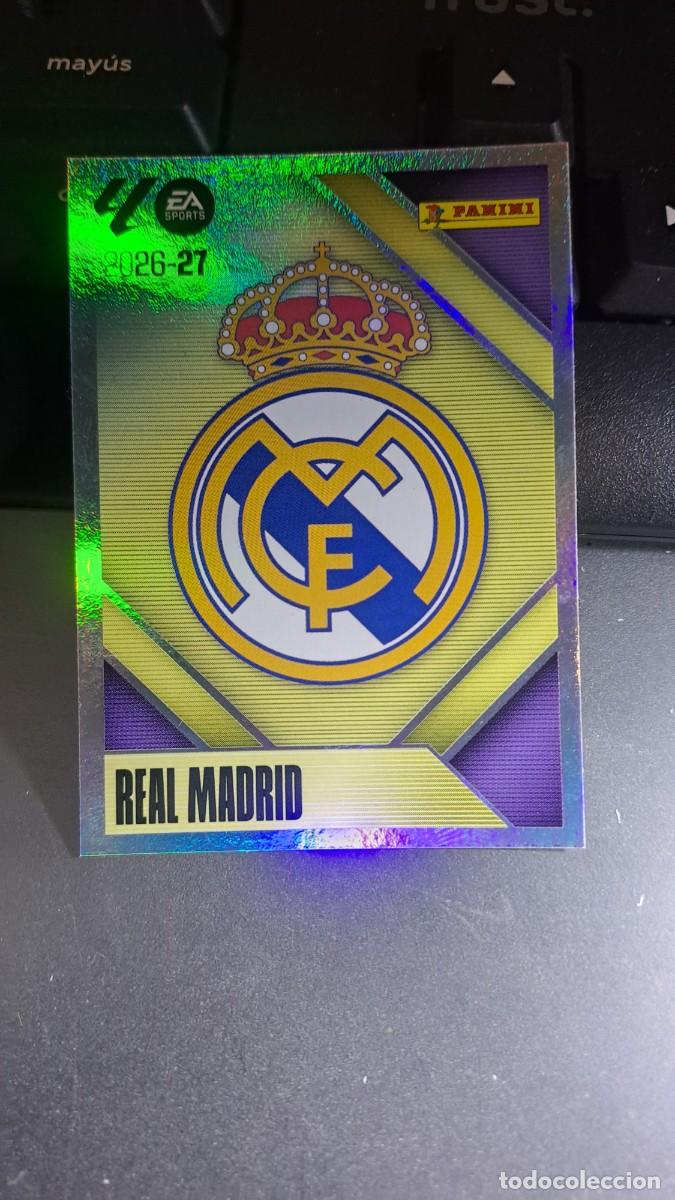 Coleccionismo cromos antiguos: CROMO ESCUDO REAL MADRID 1 LIGA 2026 2027 26 27 ESTE PANINI NUNCA PEGADO