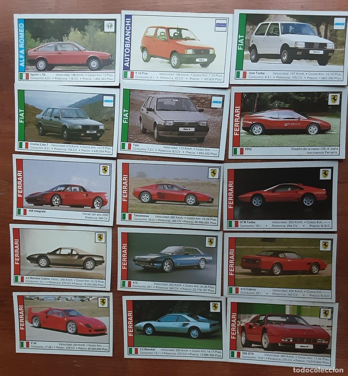 Coleccionismo cromos antiguos: COCHES 89, lote de 26 cromos marcas Italianas