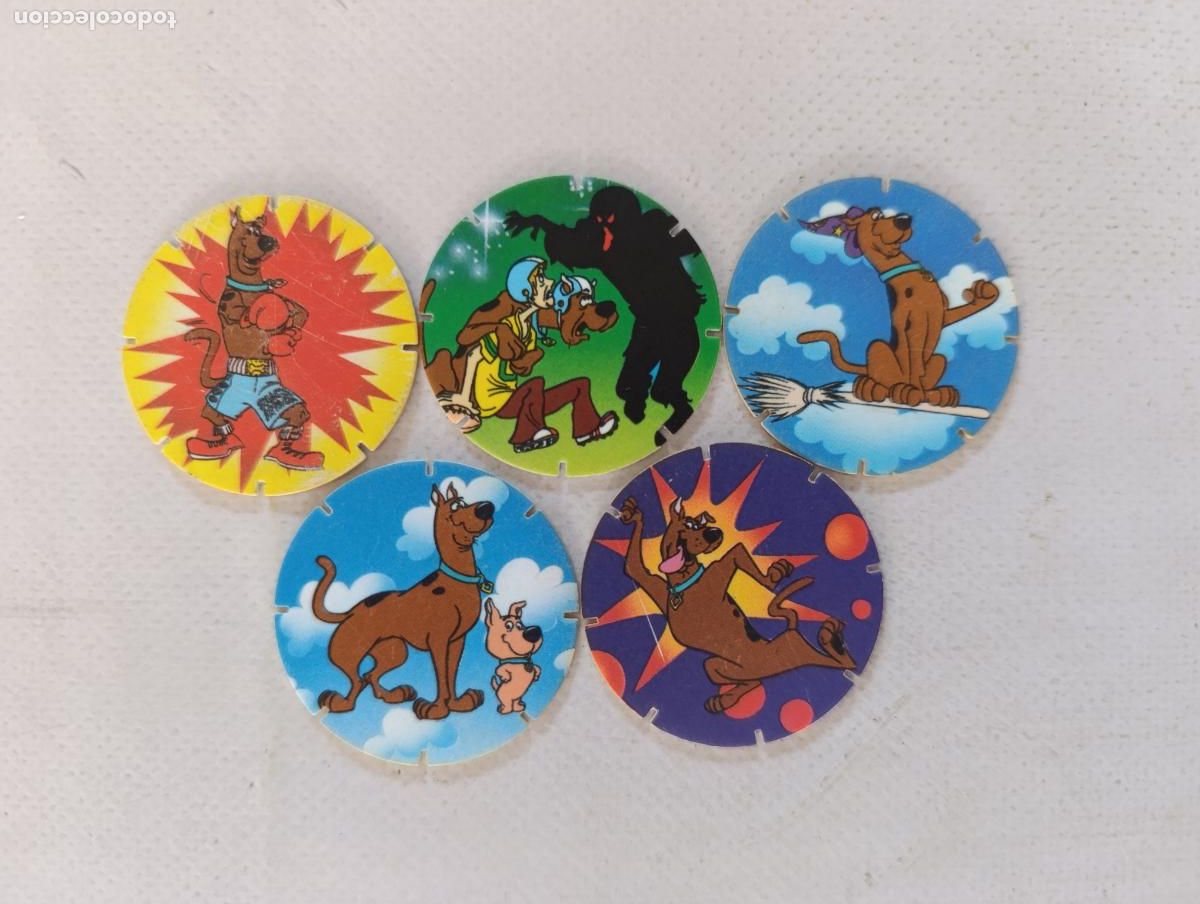 Coleccionismo cromos antiguos: LOTE 5 TAZOS CROKY CAPS SCOOBY-DOO - SERIE COMPLETA - N&ordm; 49 A 53 - 1995 - CROKY CHIPS (334C#)