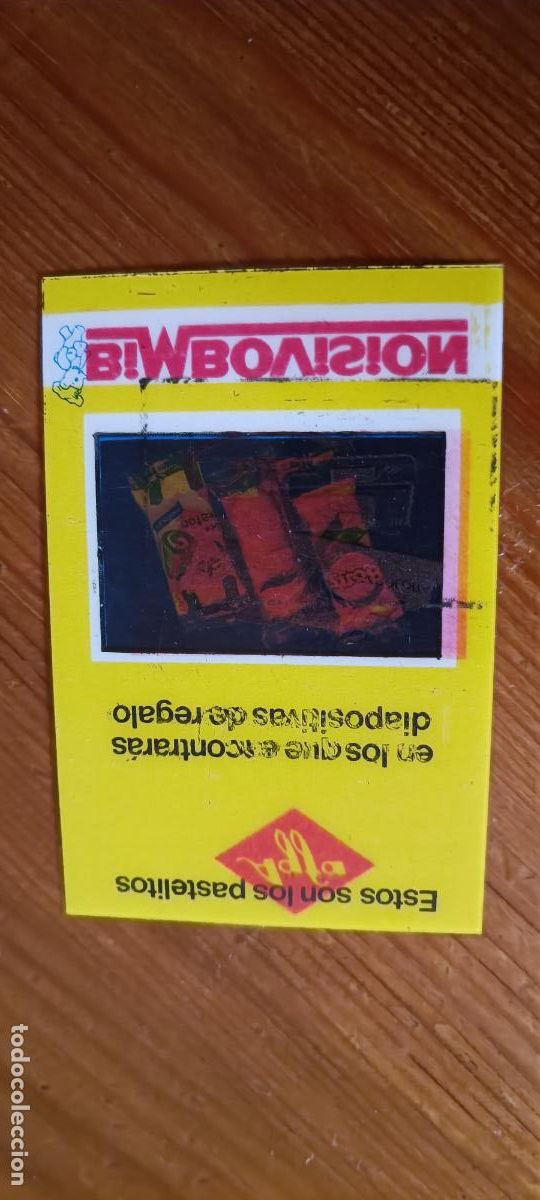 Coleccionismo cromos antiguos: Cromo Bimbo - Bimbovision - Estos son los pastelitos en los que encontrar&aacute;s diapositivas de regalo