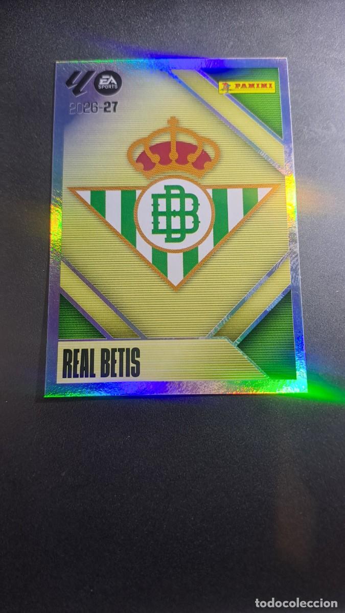 Coleccionismo cromos antiguos: CROMO ESCUDO BETIS 1 LIGA 2026 2027 26 27 ESTE PANINI NUNCA PEGADO