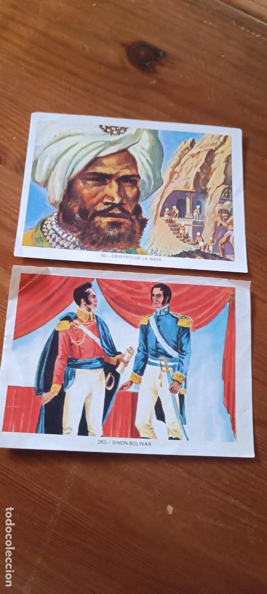 Coleccionismo cromos antiguos: 2 cromos 63 ORIGINES DE LA INDIA Y 283 SIMON BOLIVAR