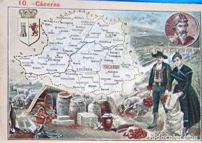 Coleccionismo cromos antiguos: GEOGRAF&Iacute;A DE ESPA&Ntilde;A. N&ordm; 10 C&Aacute;CERES. REGALO DE CAF&Eacute;S TORREFACTOS MARACAIBO, BARCELONA.
