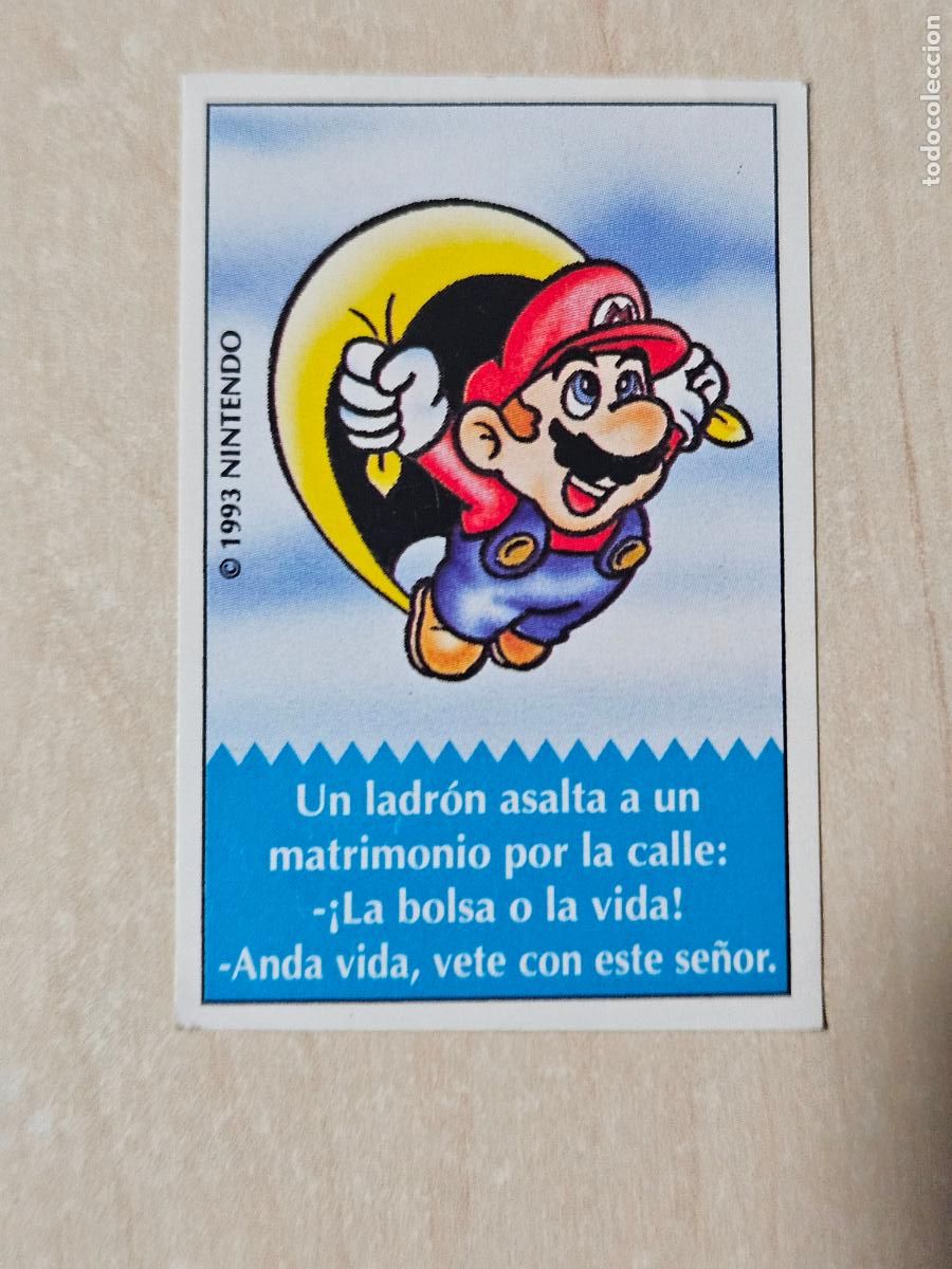Coleccionismo cromos antiguos: N&ordm; 28 PEGATINA CROMO BIMBO SUPER MARIO BROS CHISTES