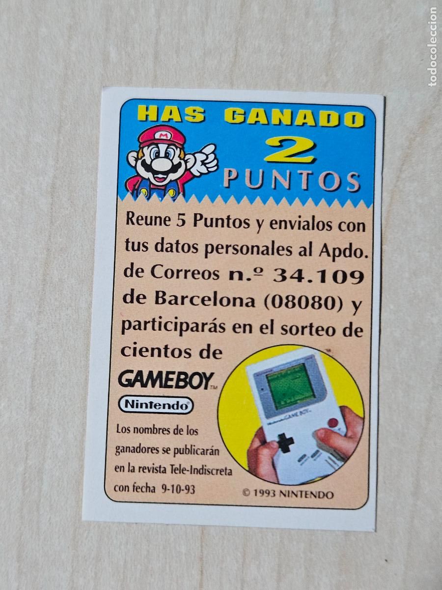 Coleccionismo cromos antiguos: PEGATINA CROMO BIMBO BIMBOCAO BONY Y TIGRETON SUPER MARIO BROS 2 PUNTOS GAME BOY