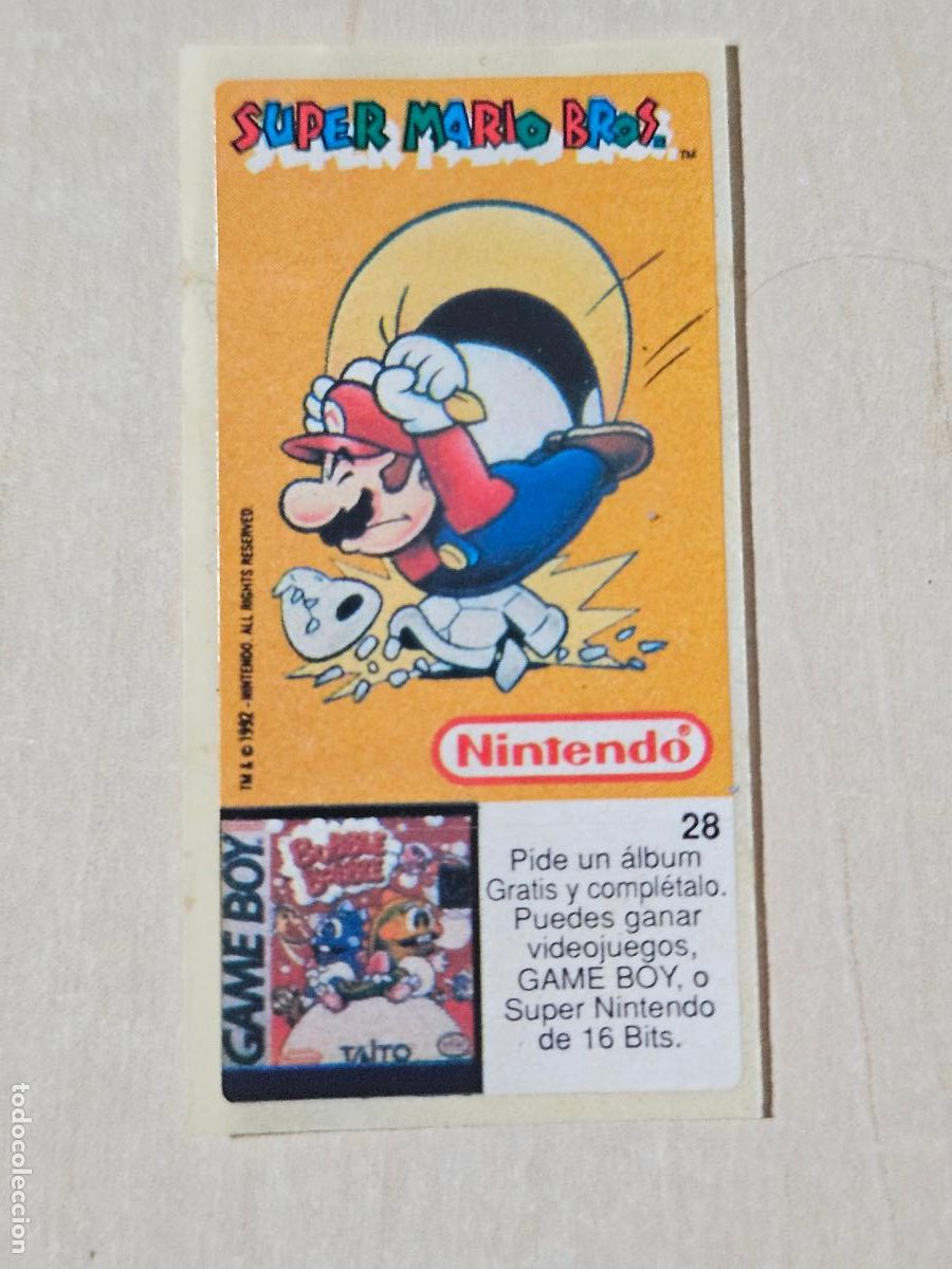 Coleccionismo cromos antiguos: N&ordm; 28 Pegatina Chicle Nintendo - SUPER MARIO BROS