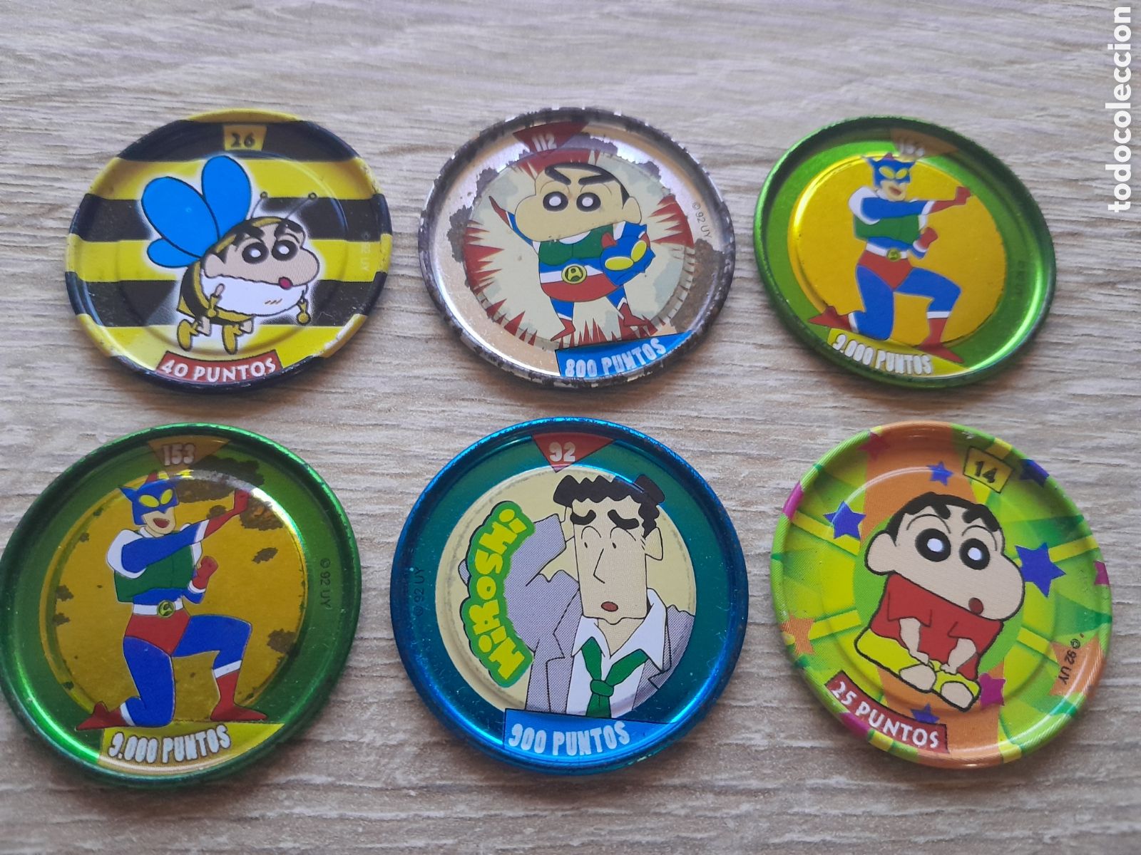 Coleccionismo cromos antiguos: lote 6 tazos shinchan metal rappers bollicao