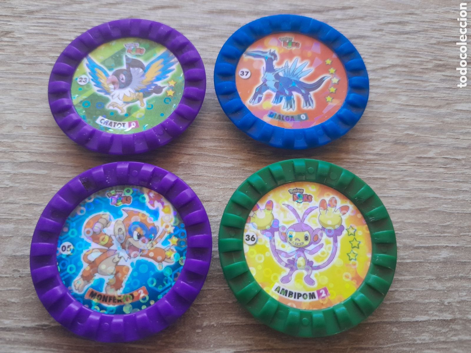 Coleccionismo cromos antiguos: lote 4 tazos pokemon roks