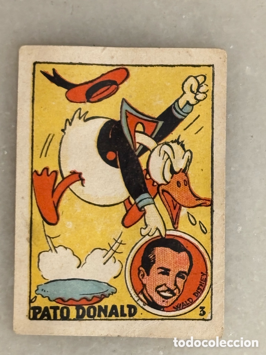 Colecionismo Cromos antigos: Cromo, pato, Donald Walt Disney &aacute;lbum cultura gato negro, 1939