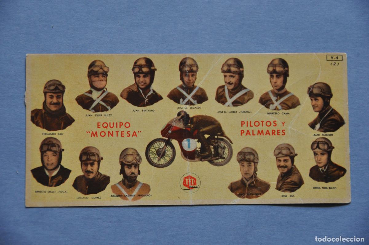 Coleccionismo cromos antiguos: CHOCOLATES BATANGA - MOTOCICLISMO - PILOTOS Y PALMAR&Eacute;S DEL EQUIPO MONTESA