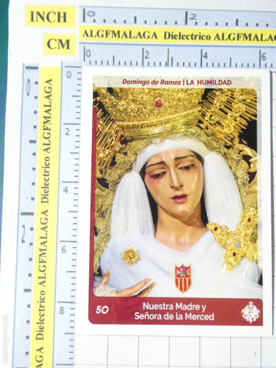 Coleccionismo cromos antiguos: CROMO TARJETA HOLY CARDS SEMANA SANTA M&Aacute;LAGA. 50 LA HUMILDAD NUESTRA MADRE Y SE&Ntilde;ORA MERCED