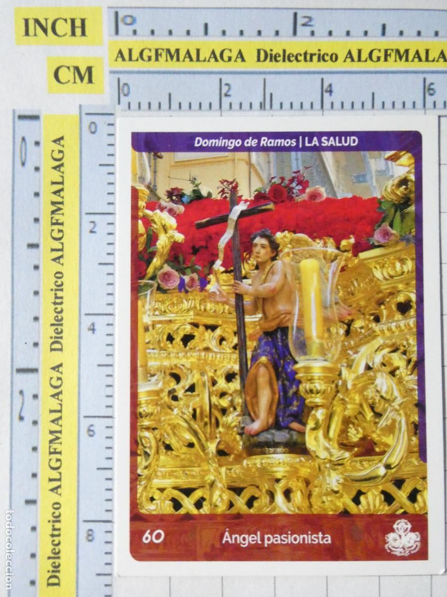 Coleccionismo cromos antiguos: CROMO TARJETA HOLY CARDS SEMANA SANTA M&Aacute;LAGA. 60 LA SALUD &Aacute;NGEL PASIONISTA