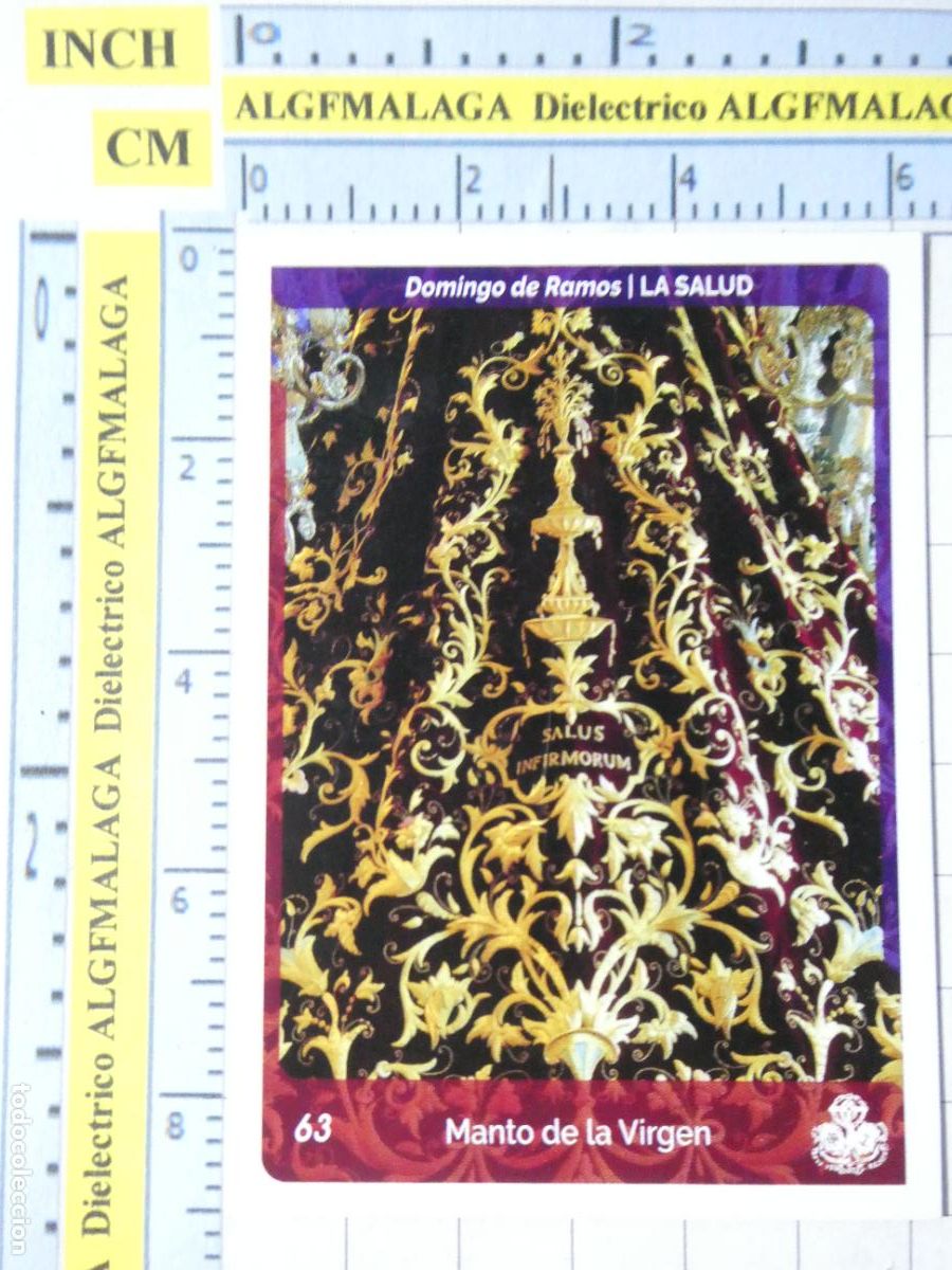 Coleccionismo cromos antiguos: CROMO TARJETA HOLY CARDS SEMANA SANTA M&Aacute;LAGA. 63 MANTO DE LA VIRGEN DE LA SALUD
