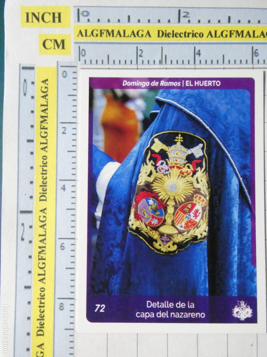 Coleccionismo cromos antiguos: CROMO TARJETA HOLY CARDS SEMANA SANTA M&Aacute;LAGA. 72 EL HUERTO DETALLE CAPA DEL NAZARENO
