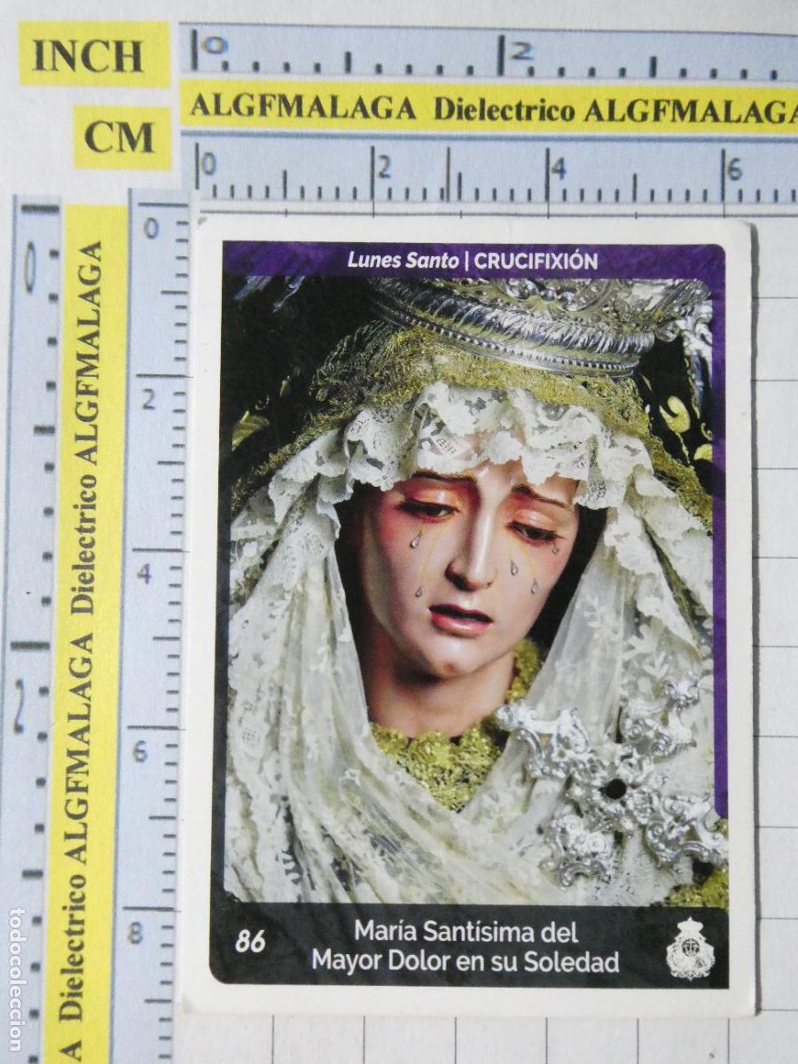 Colecionismo Cromos antigos: CROMO TARJETA HOLY CARDS SEMANA SANTA M&Aacute;LAGA. 86 CRUCIFIXI&Oacute;N MAR&Iacute;A SANT&Iacute;SIMA DEL MAYOR DOLOR