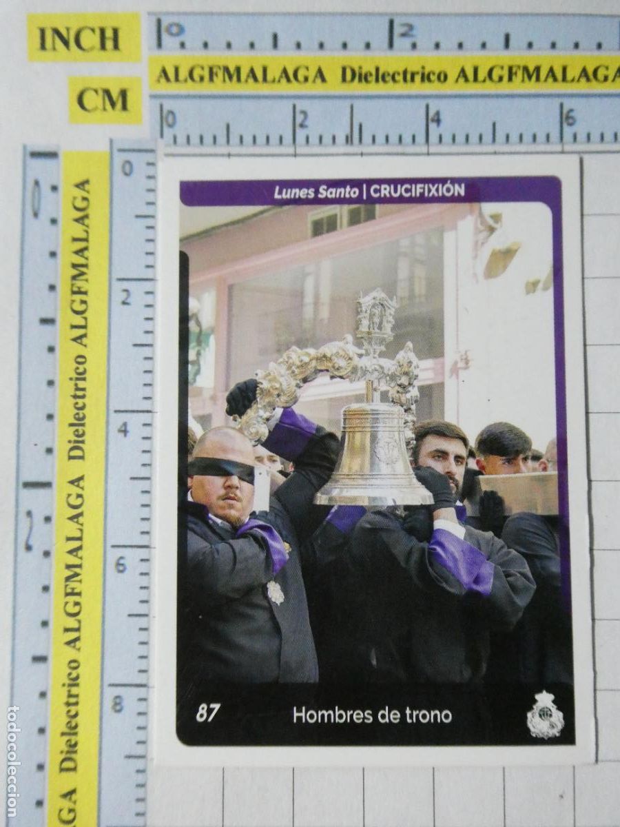 Coleccionismo cromos antiguos: CROMO TARJETA HOLY CARDS SEMANA SANTA M&Aacute;LAGA. 87 CRUCIFIXI&Oacute;N HOMBRES DE TRONO