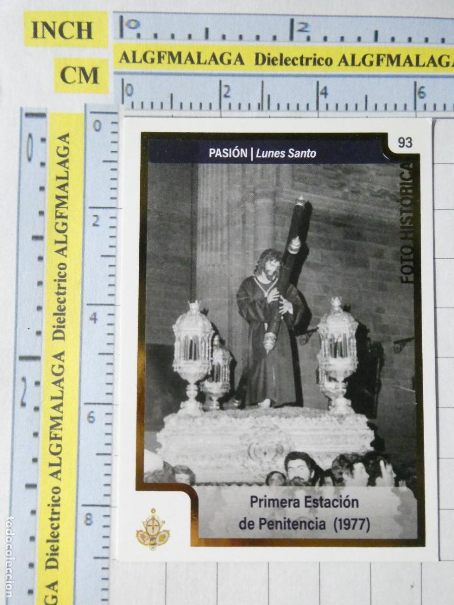 Coleccionismo cromos antiguos: CROMO TARJETA HOLY CARDS SEMANA SANTA M&Aacute;LAGA. 93 PASI&Oacute;N PRIMERA ESTACI&Oacute;N PENITENCIA 1977