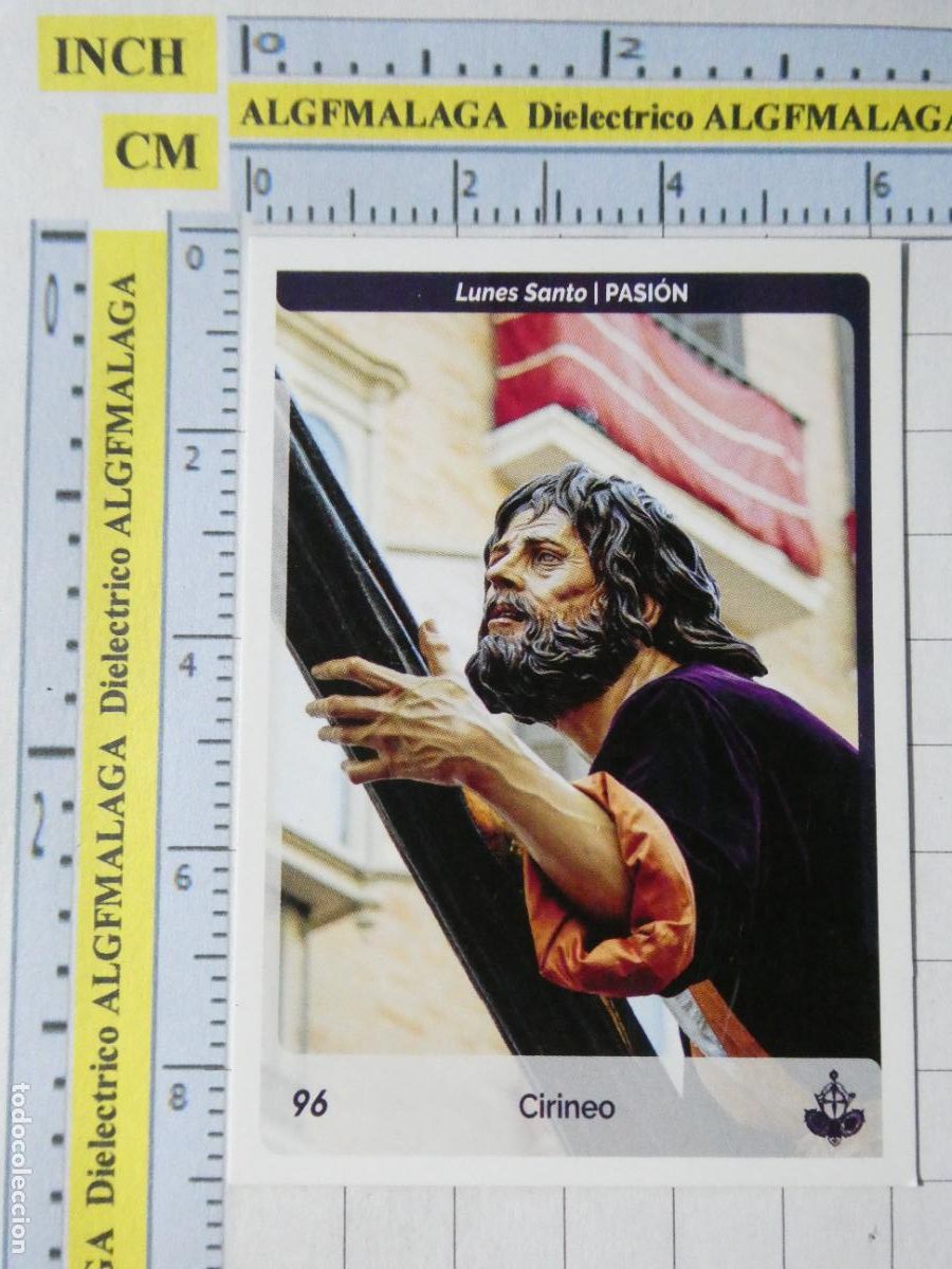 Coleccionismo cromos antiguos: CROMO TARJETA HOLY CARDS SEMANA SANTA M&Aacute;LAGA. 96 PASI&Oacute;N CIRINEO