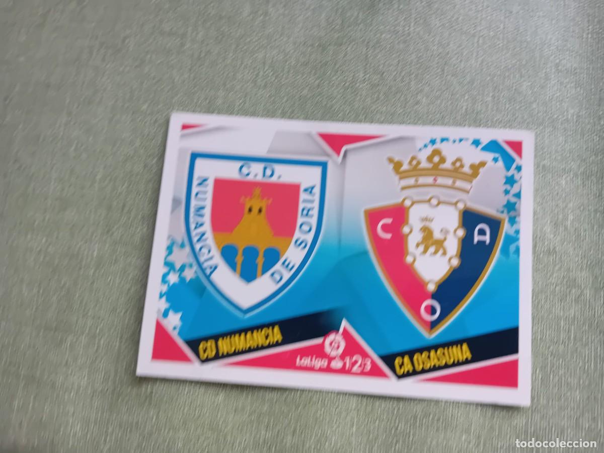 Coleccionismo cromos antiguos: Escudos Liga 123 Numancia-Osasuna 8 liga este 18-19