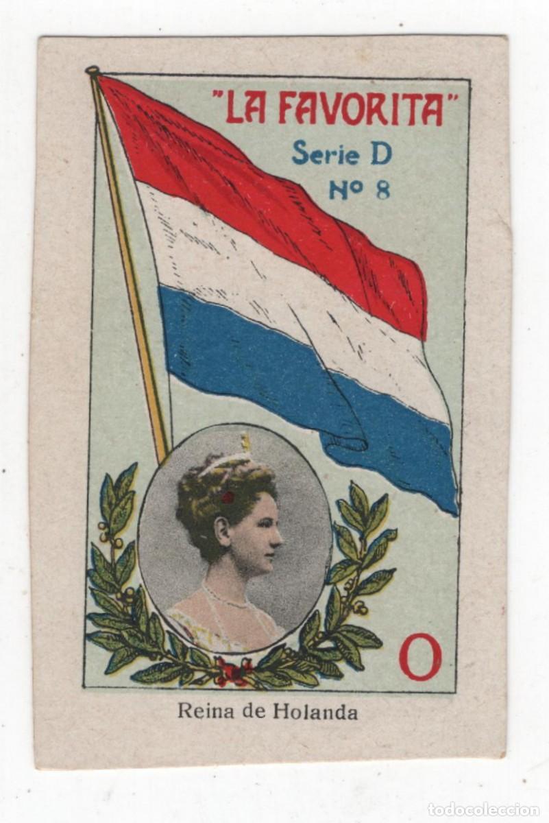Coleccionismo cromos antiguos: LA FAVORITA ANTIGUO CROMO (CARTON) DOS CARAS (VER) REINA DE HOLANDA Y MAPA DEL PAIS EN EL REVERSO