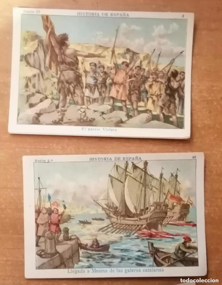 Collectionnisme Cartes &agrave; collectionner anciennes: cromo HISTORIA DE ESPA&Ntilde;A - completa SERIE 1 Y 2 - 50 CROMOS - CHOCOLATES torras - buen estado