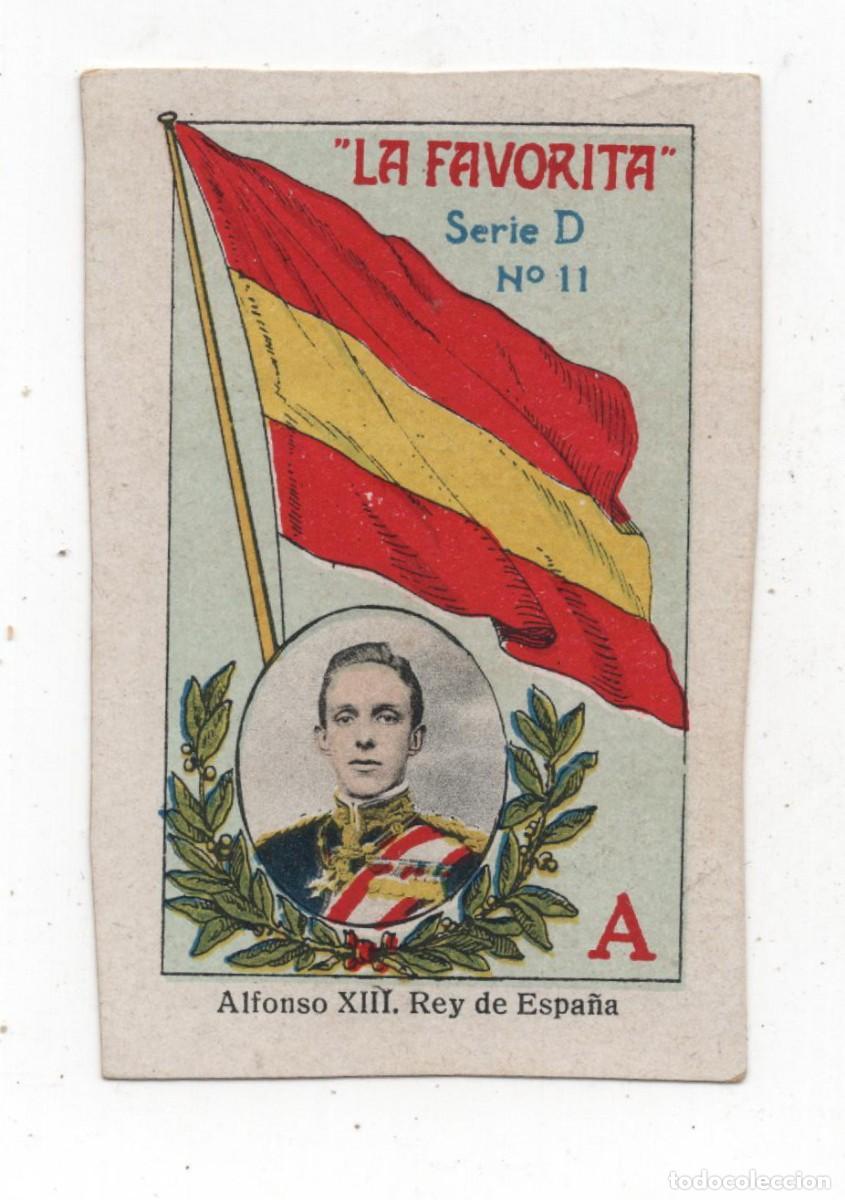 Coleccionismo cromos antiguos: LA FAVORITA ANTIGUO CROMO (CARTON) DOS CARAS (VER) ALFONSO XIII REY DE ESPA&Ntilde;A MAPA EN REVERSO