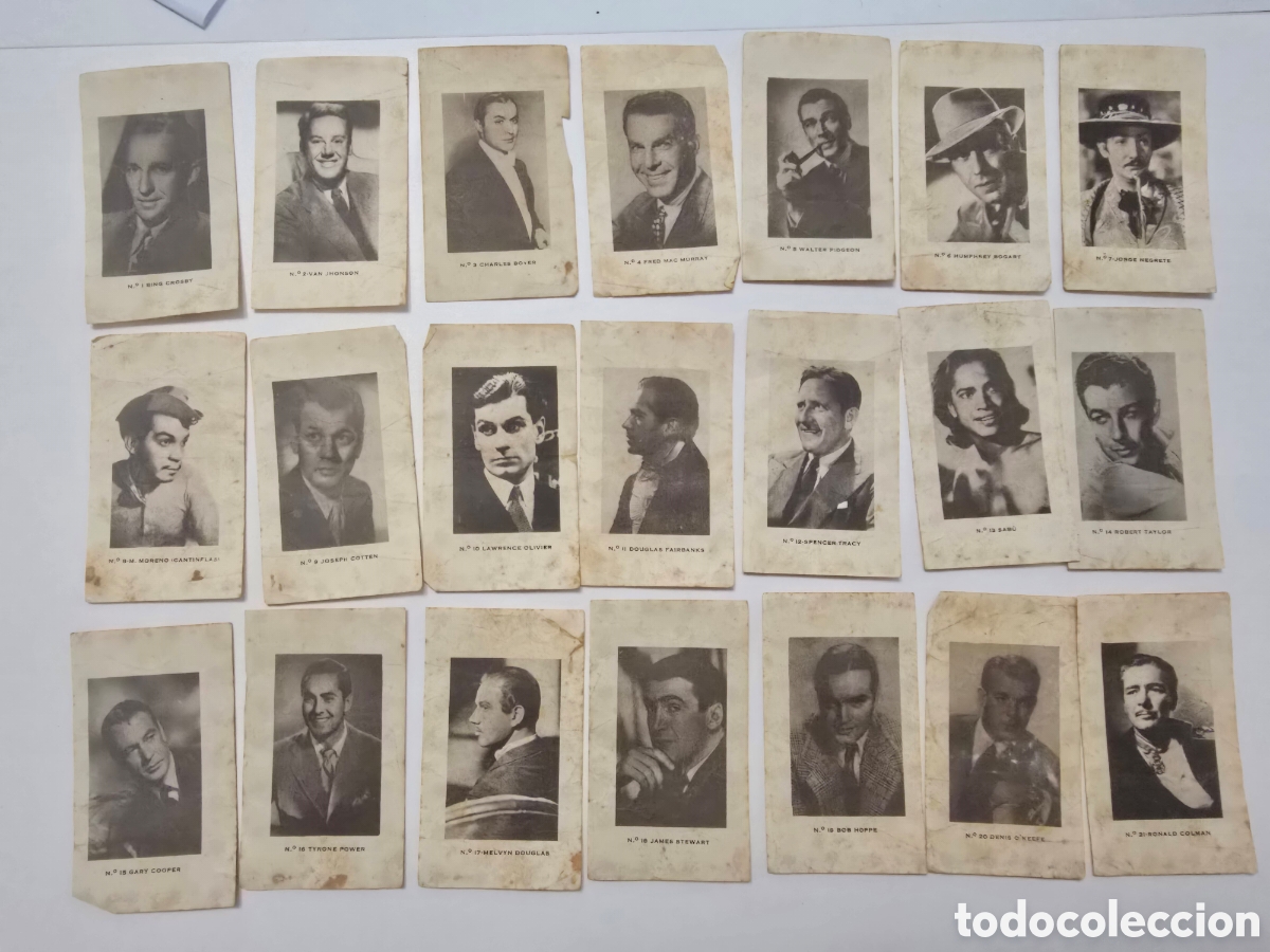 Collectable Antique Stickers: cromos o estampas antiguas de actores de Hollywood 1940-50 caf&eacute; con leche C.Y