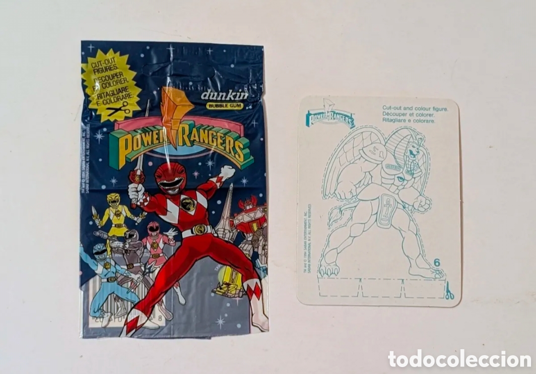 Coleccionismo cromos antiguos: Joya de colecci&oacute;n Envoltorio cromo chicle Dunkin Power Ranger. &iexcl;&iexcl;MUY RARO!!