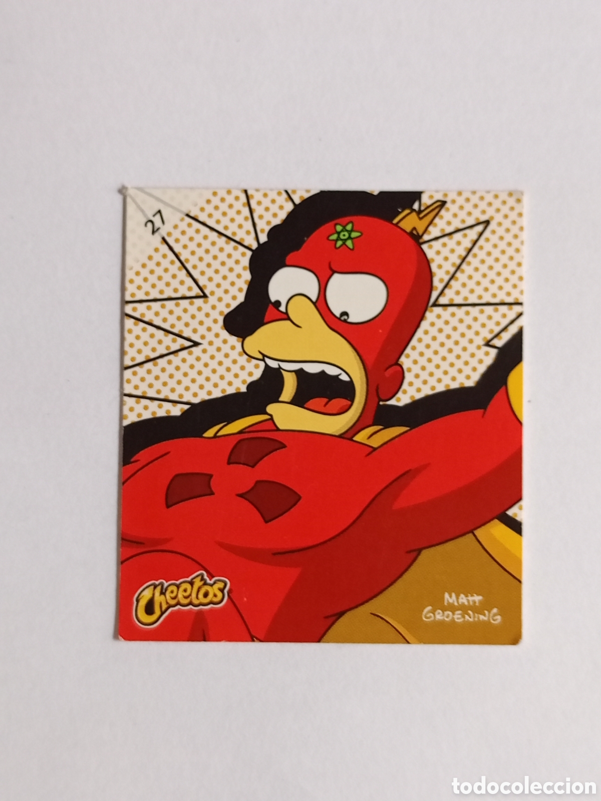 Coleccionismo cromos antiguos: cromo adhesivo Matutano, Pepsico, cheetos, a&ntilde;o 2014, Los Simpsons, Bartman n&ordm; 27. radioactive man