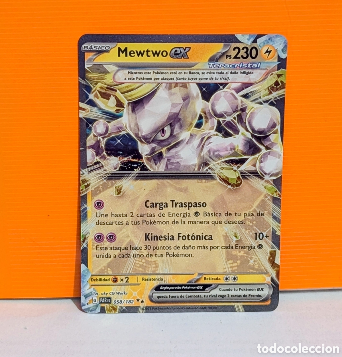 Coleccionismo cromos antiguos: Cromo Card Pok&eacute;mon Mewtwo ex Teracristal (058/182) Escarlata y P&uacute;rpura - Brecha Parad&oacute;jica