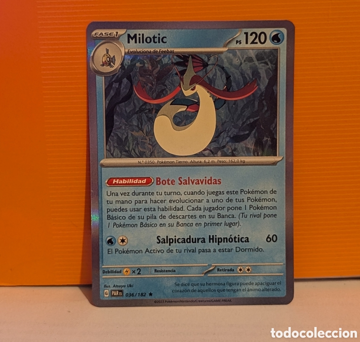 Coleccionismo cromos antiguos: Cromo Card Pok&eacute;mon Milotic (036/182) Escarlata y P&uacute;rpura: Brecha Parad&oacute;jica
